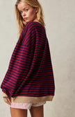 Enya | Women's Oversized Striped Crewneck Jumper Casual Pullover Sweater with Crew-Neck for Winter