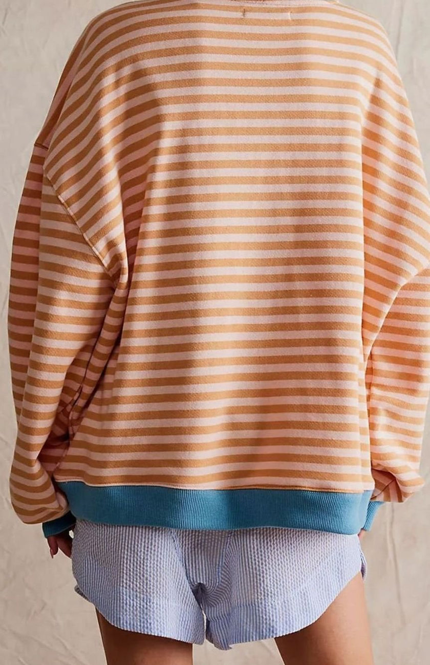 Enya | Women's Oversized Striped Crewneck Jumper Casual Pullover Sweater with Crew-Neck for Winter