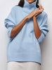 Maud | Women's Oversized Turtleneck Cardigan Sweater Elbow Slit Ribbed Knit for Layering