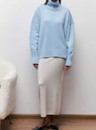 Maud | Women's Oversized Turtleneck Cardigan Sweater Elbow Slit Ribbed Knit for Layering