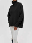 Maud | Women's Oversized Turtleneck Cardigan Sweater Elbow Slit Ribbed Knit for Layering