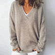 Grace | Women's Oversized V-Neck Long Sleeve Knit Sweater with Ribbed for Everyday