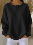 Charlotte | Women's Oversized Waffle Knit Sweater Henley Long Sleeve Top with Button-Front for Autumn