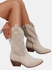 Amelia | Women's Perforated Suede Mid-Calf Knee High Boots Block Heel
