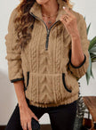 Penelope | Women's Plush Half-Zip Kangaroo Pocket Pullover Sweater with Fleece for Layering