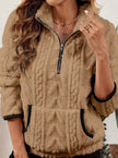 Penelope | Women's Plush Half-Zip Kangaroo Pocket Pullover Sweater with Fleece for Layering