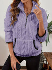Penelope | Women's Plush Half-Zip Kangaroo Pocket Pullover Sweater with Fleece for Layering
