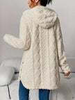 Lily | Women's Plush Hooded Button-Front Oversized Cardigan with Cable-Knit for Layering