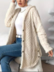 Lily | Women's Plush Hooded Button-Front Oversized Cardigan with Cable-Knit for Layering