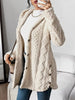 Lily | Women's Plush Hooded Button-Front Oversized Cardigan with Cable-Knit for Layering