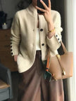 Mia | Women's Pure Cashmere Wool Button-Up Knit Cardigan with Turtleneck for Winter