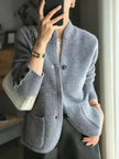 Mia | Women's Pure Cashmere Wool Button-Up Knit Cardigan with Turtleneck for Winter