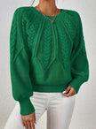 Mia | Women's Relaxed Cable-Knit Lantern Sleeve Pullover Sweater with Ribbed for Everyday