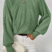Mia | Women's Relaxed Cable-Knit Lantern Sleeve Pullover Sweater with Ribbed for Everyday