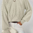 Mia | Women's Relaxed Cable-Knit Lantern Sleeve Pullover Sweater with Ribbed for Everyday
