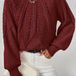 Mia | Women's Relaxed Cable-Knit Lantern Sleeve Pullover Sweater with Ribbed for Everyday