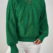 Mia | Women's Relaxed Cable-Knit Lantern Sleeve Pullover Sweater with Ribbed for Everyday