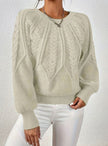 Mia | Women's Relaxed Cable-Knit Lantern Sleeve Pullover Sweater with Ribbed for Everyday