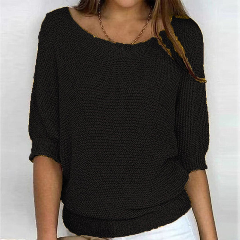Harper | Women's Relaxed-Fit Batwing-Sleeve Knit Pullover Sweater with V-Neck for Everyday