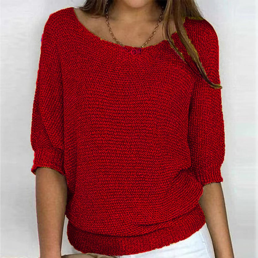 Harper | Women's Relaxed-Fit Batwing-Sleeve Knit Pullover Sweater with V-Neck for Everyday