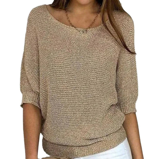 Harper | Women's Relaxed-Fit Batwing-Sleeve Knit Pullover Sweater with V-Neck for Everyday