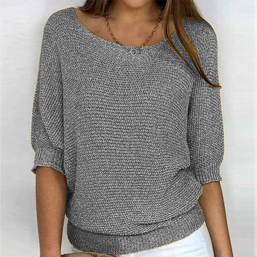 Harper | Women's Relaxed-Fit Batwing-Sleeve Knit Pullover Sweater with V-Neck for Everyday