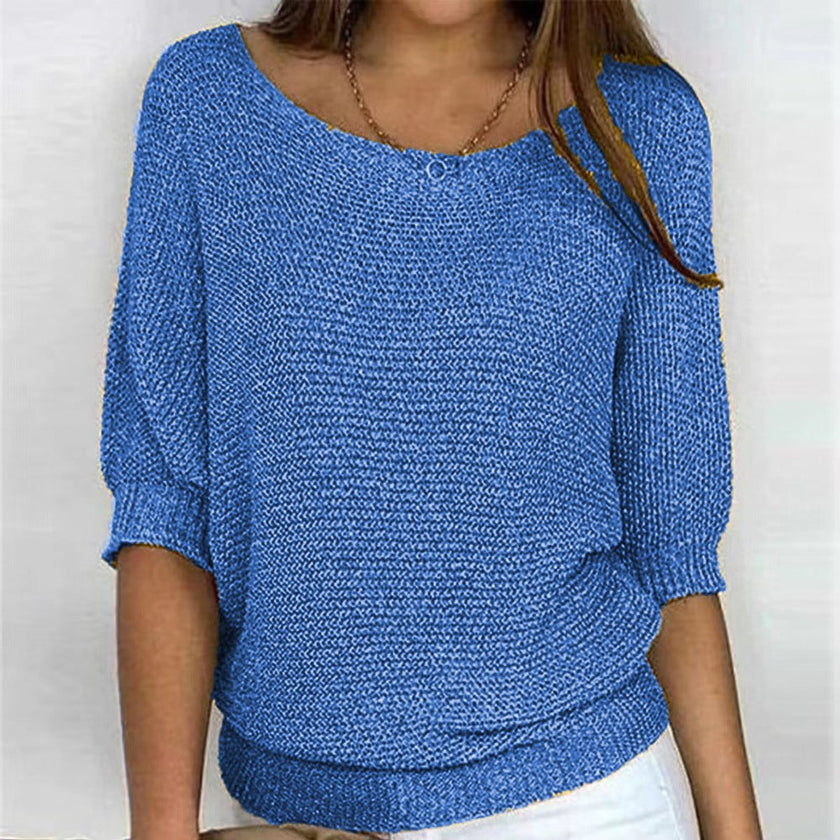 Harper | Women's Relaxed-Fit Batwing-Sleeve Knit Pullover Sweater with V-Neck for Everyday