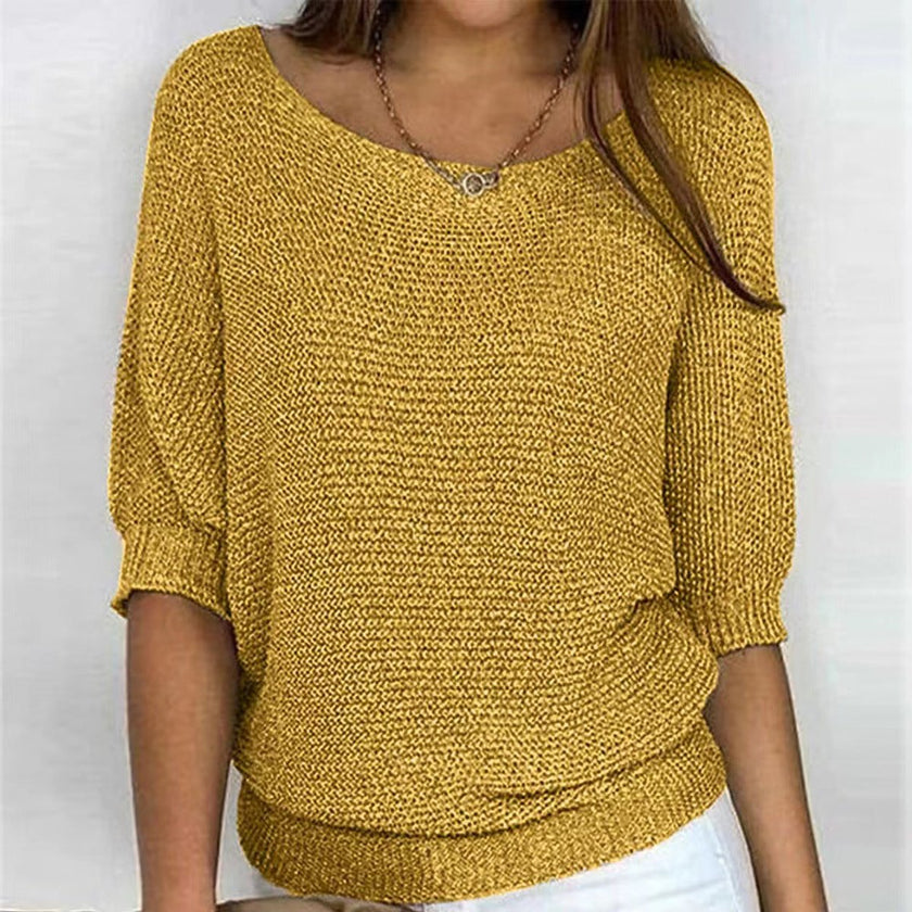Harper | Women's Relaxed-Fit Batwing-Sleeve Knit Pullover Sweater with V-Neck for Everyday
