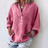Amelia | Women's Relaxed-Fit Cotton Linen Button-Up Sweater Top with V-Neck for Layering