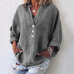 Amelia | Women's Relaxed-Fit Cotton Linen Button-Up Sweater Top with V-Neck for Layering