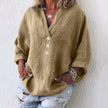 Amelia | Women's Relaxed-Fit Cotton Linen Button-Up Sweater Top with V-Neck for Layering