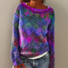 Eleanor | Women's Relaxed-Fit Diamond-Print Knit Sweater with Argyle Cozy for Everyday