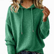 Evelyn | Women's Relaxed-Fit Drawstring Hooded Knit Sweater, Green with Ribbed for Winter
