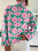 Madison | Women's Relaxed-Fit Floral Knit Turtleneck Sweater with Ribbed for Layering