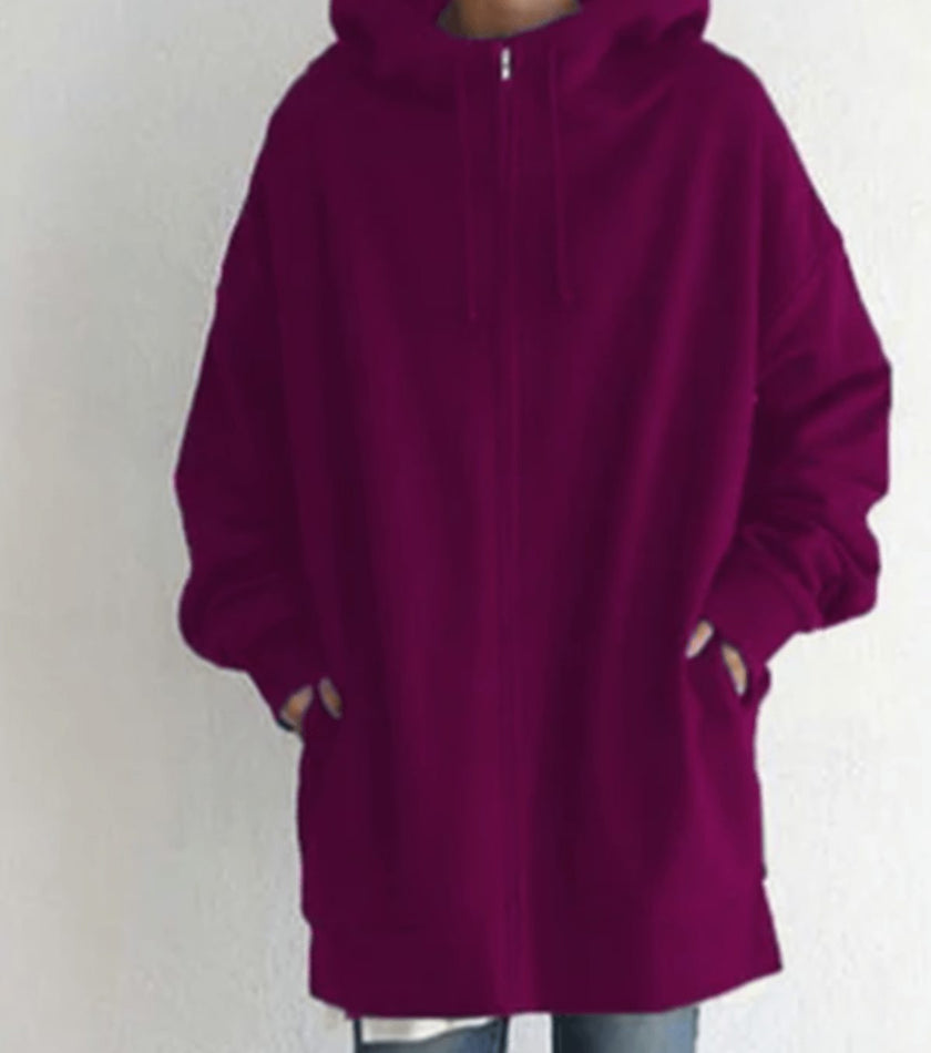 Charlotte | Women's Relaxed-Fit Full-Zip Hooded Sweatshirt Long Hoodie