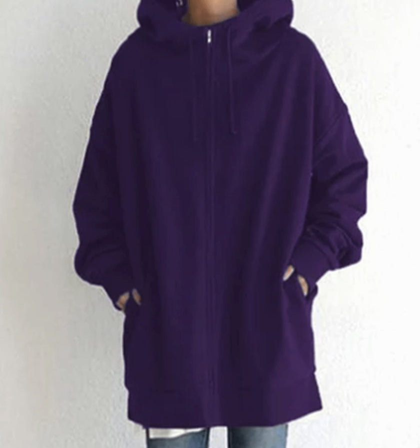 Charlotte | Women's Relaxed-Fit Full-Zip Hooded Sweatshirt Long Hoodie