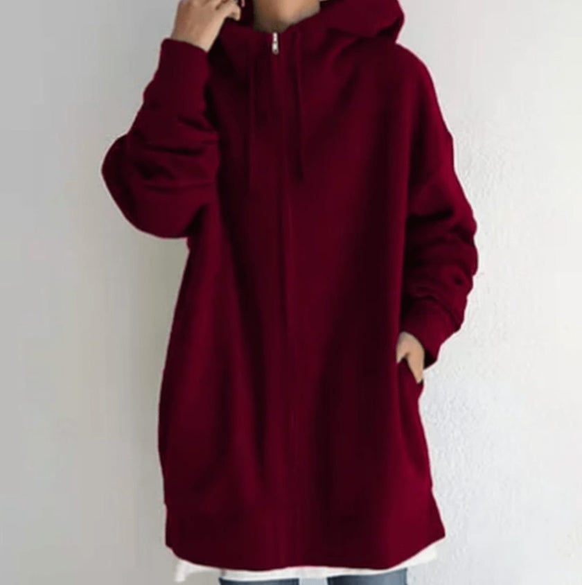 Charlotte | Women's Relaxed-Fit Full-Zip Hooded Sweatshirt Long Hoodie
