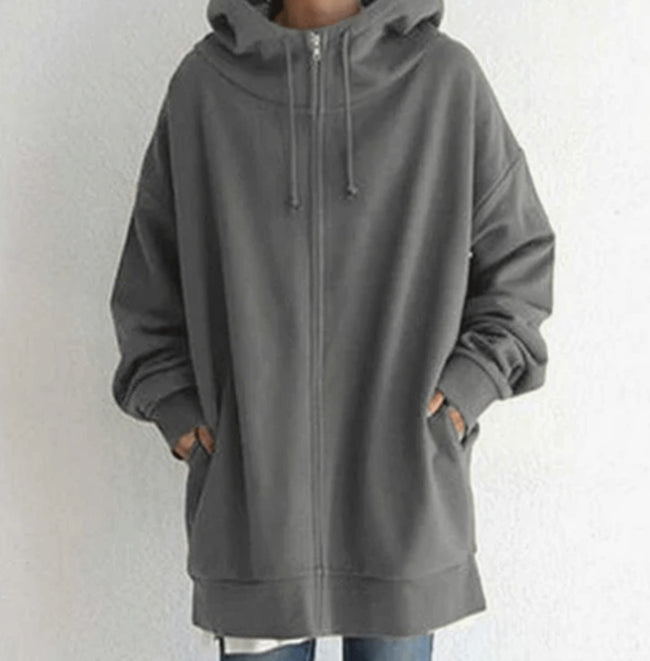 Charlotte | Women's Relaxed-Fit Full-Zip Hooded Sweatshirt Long Hoodie