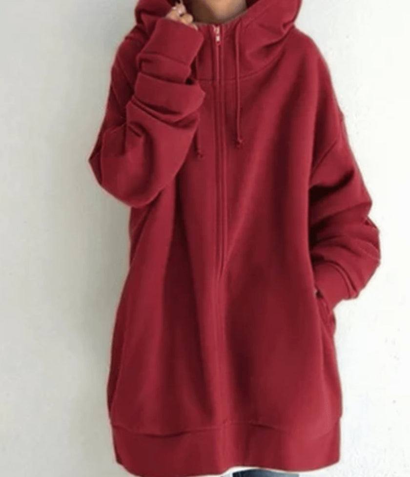 Charlotte | Women's Relaxed-Fit Full-Zip Hooded Sweatshirt Long Hoodie