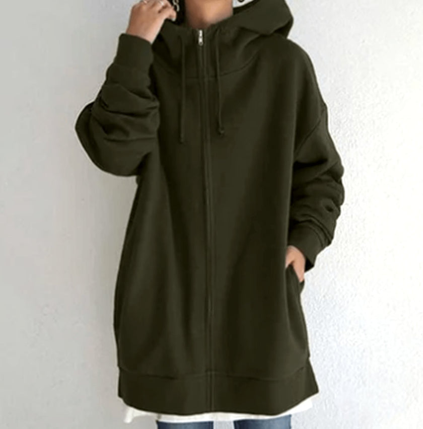 Charlotte | Women's Relaxed-Fit Full-Zip Hooded Sweatshirt Long Hoodie