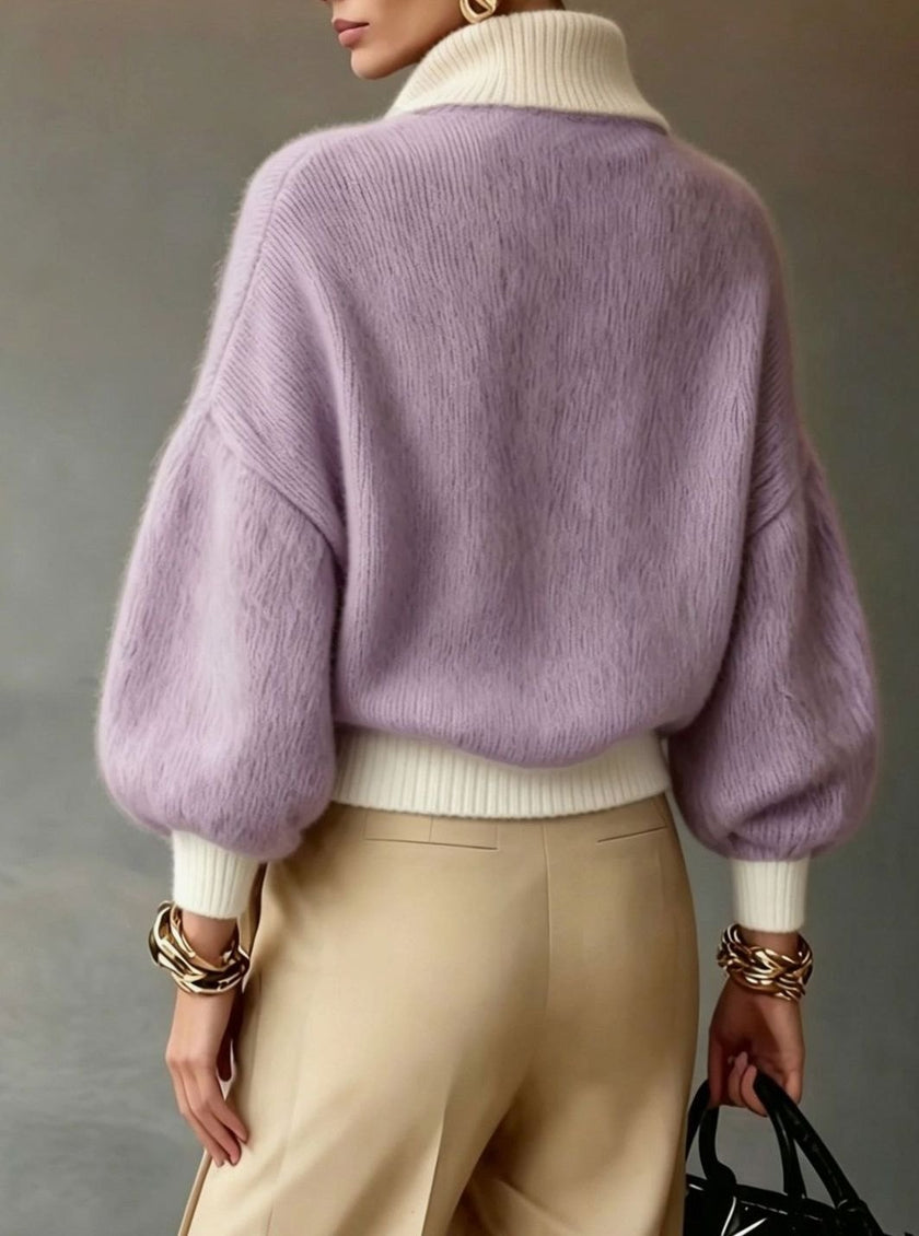 Grace | Women's Relaxed-Fit Half-Zip Pullover Sweater with Ribbed Cozy for Layering