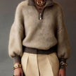 Grace | Women's Relaxed-Fit Half-Zip Pullover Sweater with Ribbed Cozy for Layering