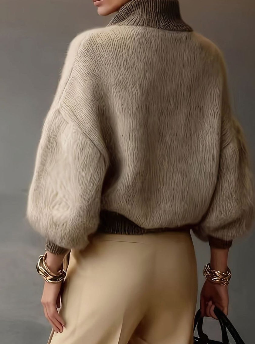 Grace | Women's Relaxed-Fit Half-Zip Pullover Sweater with Ribbed Cozy for Layering