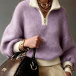 Grace | Women's Relaxed-Fit Half-Zip Pullover Sweater with Ribbed Cozy for Layering