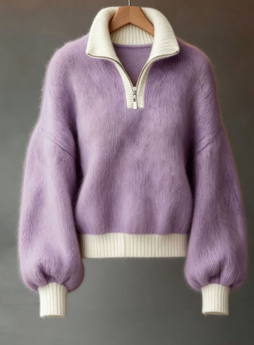 Grace | Women's Relaxed-Fit Half-Zip Pullover Sweater with Ribbed Cozy for Layering