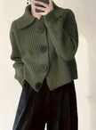 Isabella | Women's Relaxed-Fit Ribbed Knit Sweater Folded Collar Pullover for Layering
