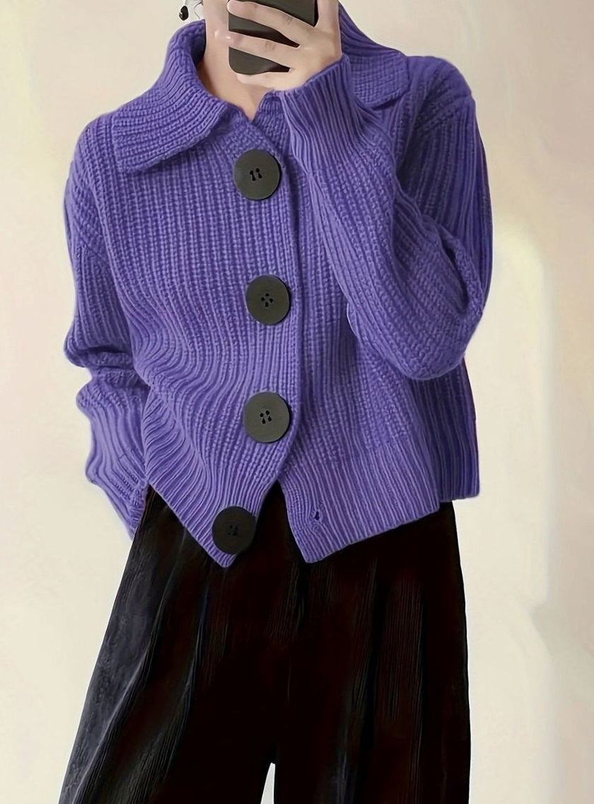 Isabella | Women's Relaxed-Fit Ribbed Knit Sweater Folded Collar Pullover for Layering