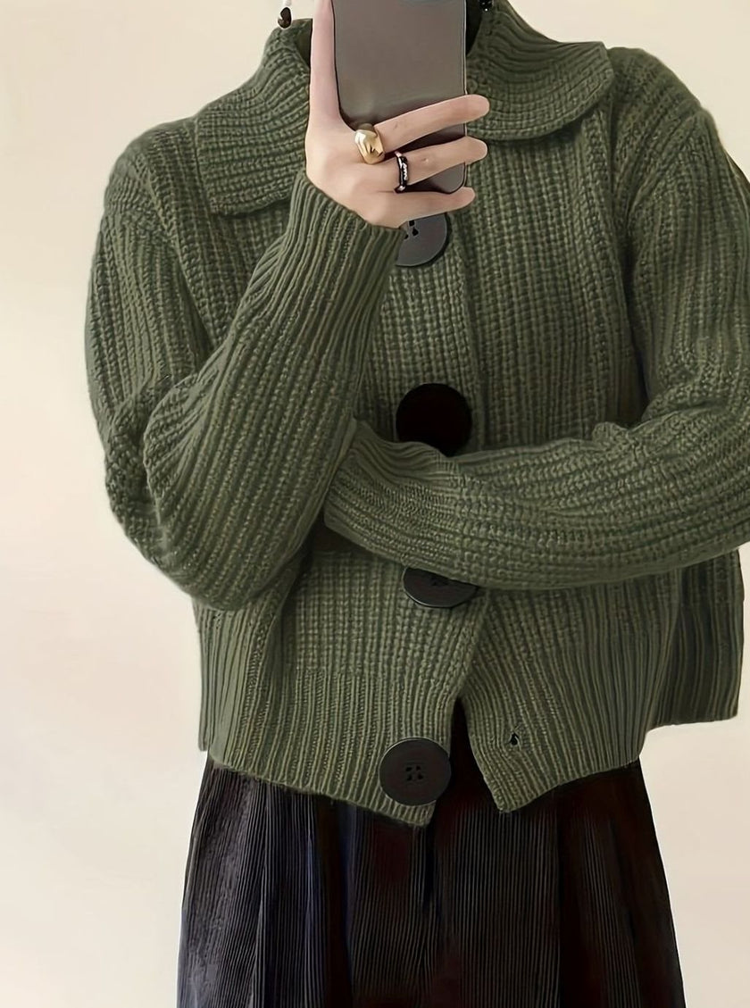 Isabella | Women's Relaxed-Fit Ribbed Knit Sweater Folded Collar Pullover for Layering