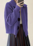 Isabella | Women's Relaxed-Fit Ribbed Knit Sweater Folded Collar Pullover for Layering
