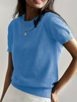 Eleanor | Women's Relaxed-Fit Short-Sleeve Knit Sweater Top with Crew-Neck for Layering